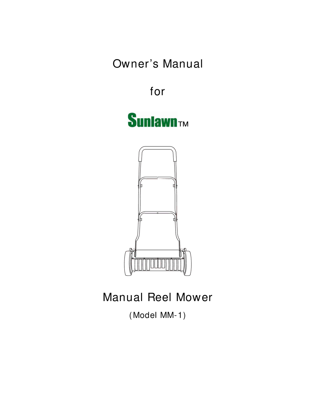 Reel Mowers, Etc MM-1 owner manual For Manual Reel Mower 