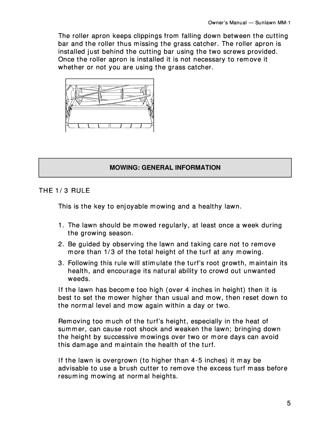 Reel Mowers, Etc MM-1 owner manual THE 1/3 RULE, Mowing General Information 