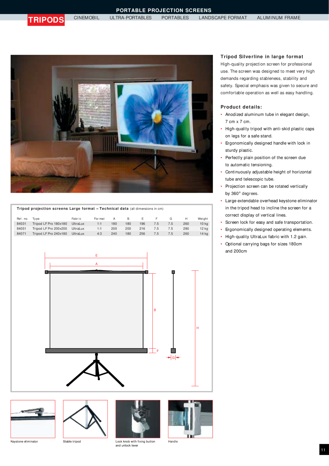 Reflecta Projection Screens manual Tripod Silverline in large format 