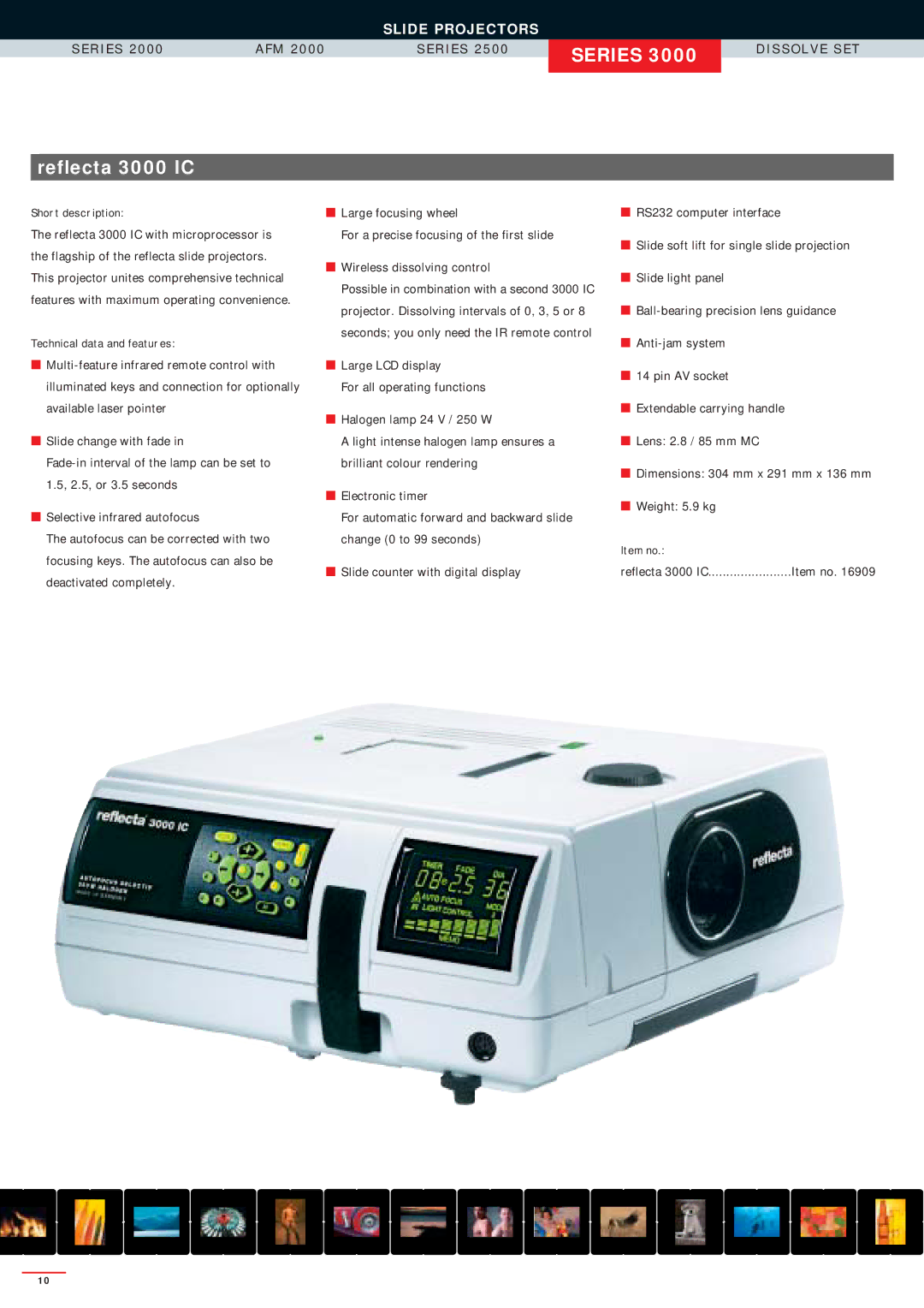 Reflecta SERIES 2500AFM, SERIES 3000, SERIES 2000 manual Reflecta 3000 IC 