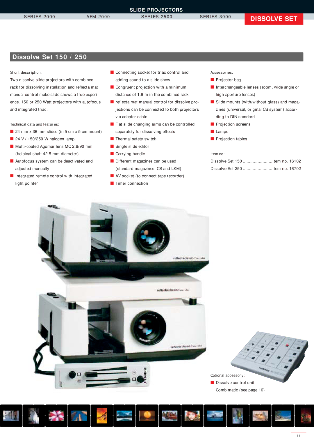 Reflecta SERIES 2000, SERIES 3000, SERIES 2500AFM manual Dissolve SET, Dissolve Set 150 