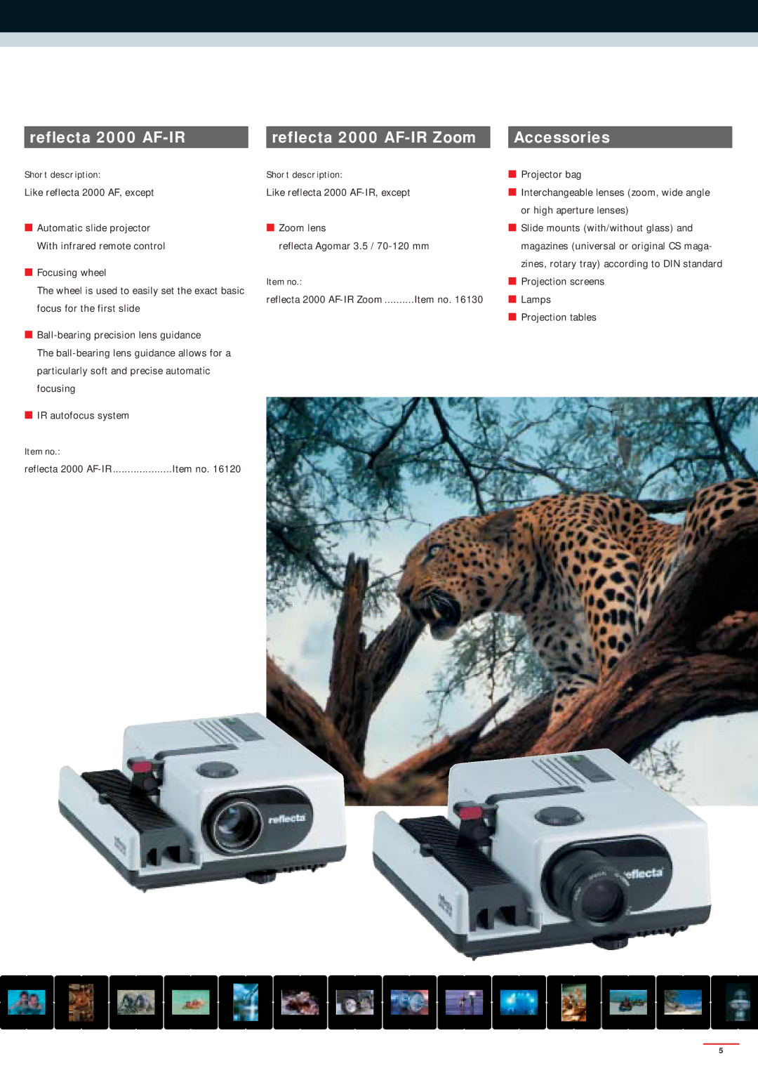 Reflecta SERIES 2000, SERIES 3000, SERIES 2500AFM manual Reflecta 2000 AF-IR Reflecta 2000 AF-IR Zoom Accessories 