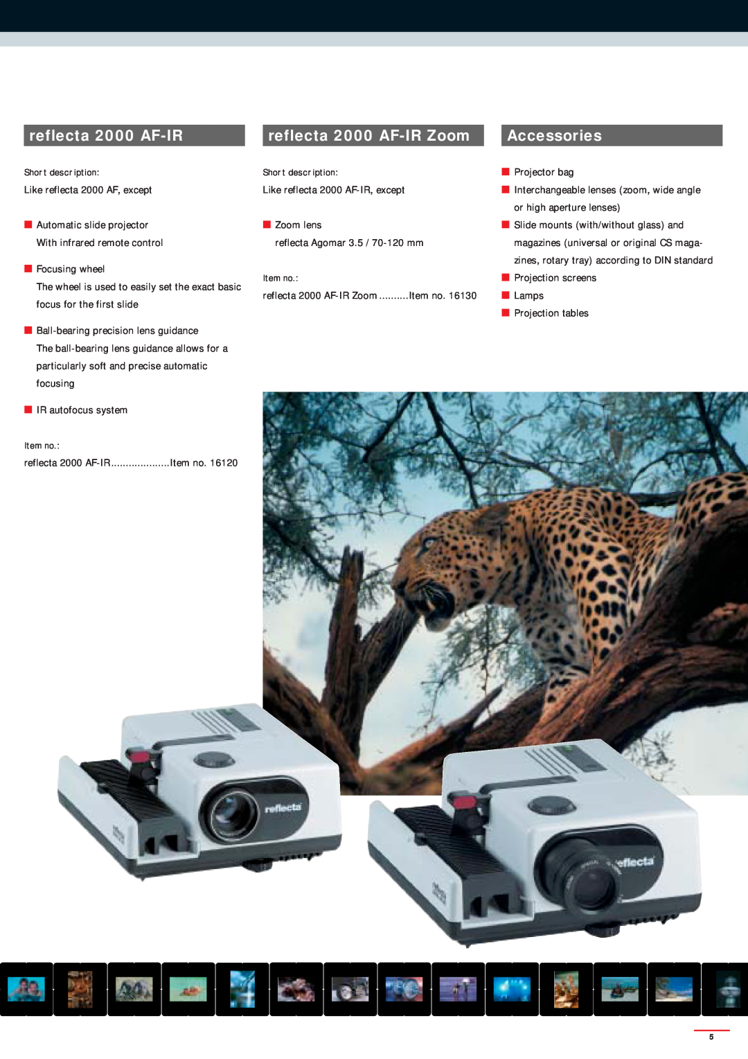 Reflecta SERIES 2000 manual reflecta 2000 AF-IR Zoom, Accessories, The wheel is used to easily set the exact basic 