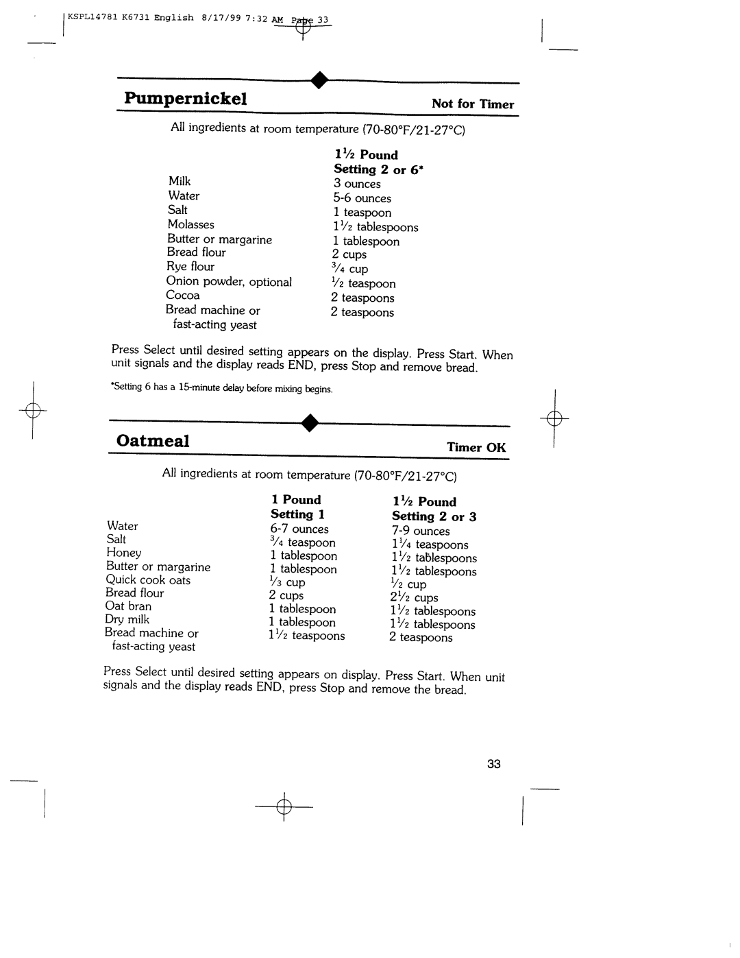 Regal Ware K6731 manual 