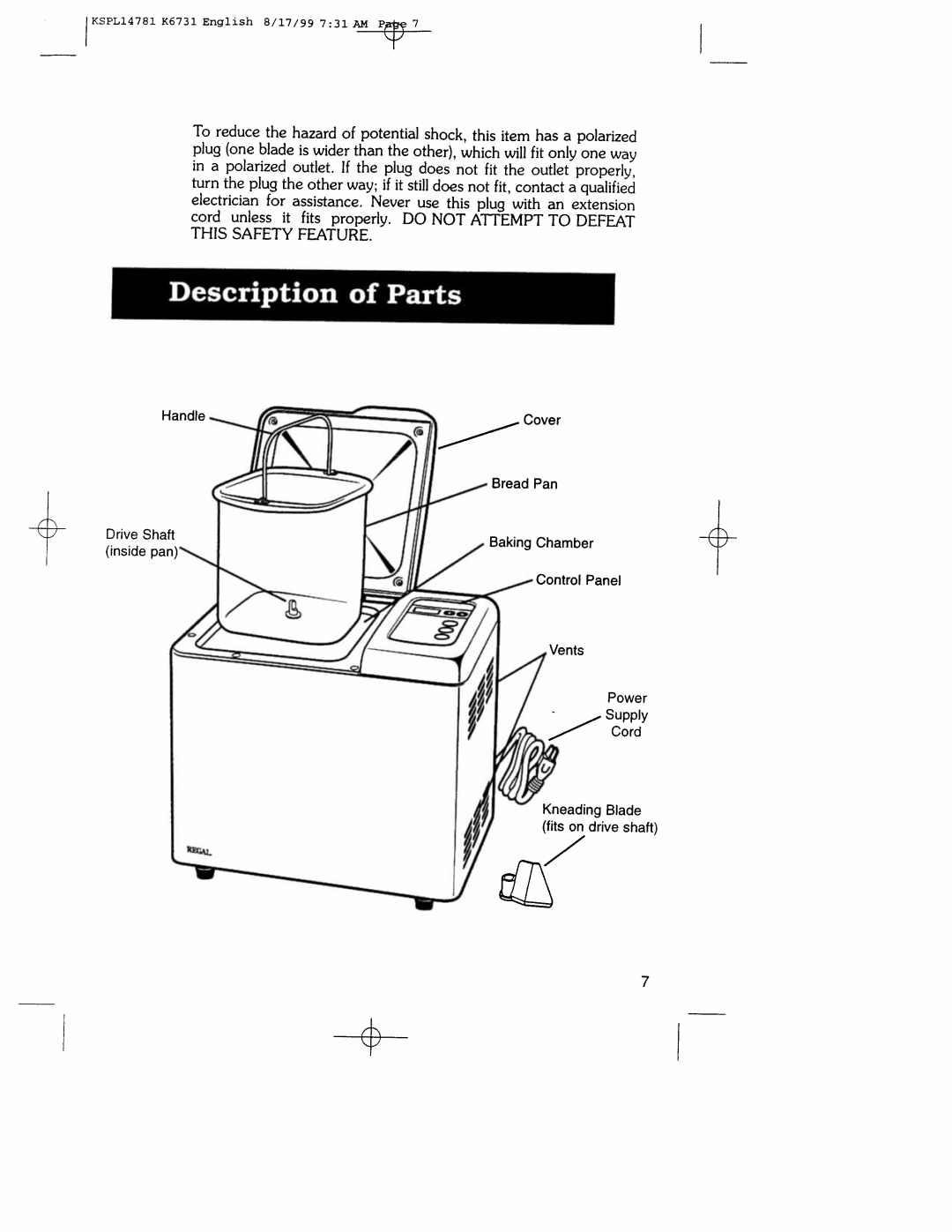 Regal Ware K6731 manual 