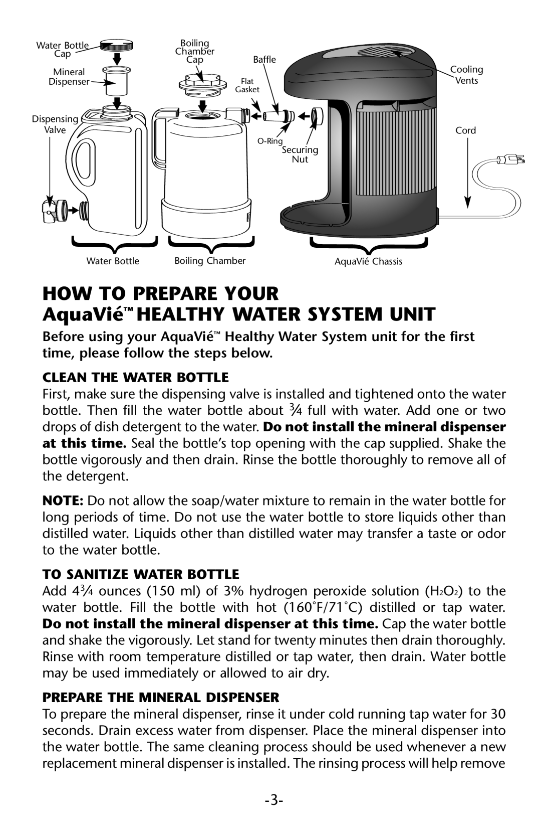 Regal Ware W15120 manual HOW to Prepare Your, AquaVié Healthy Water System Unit 