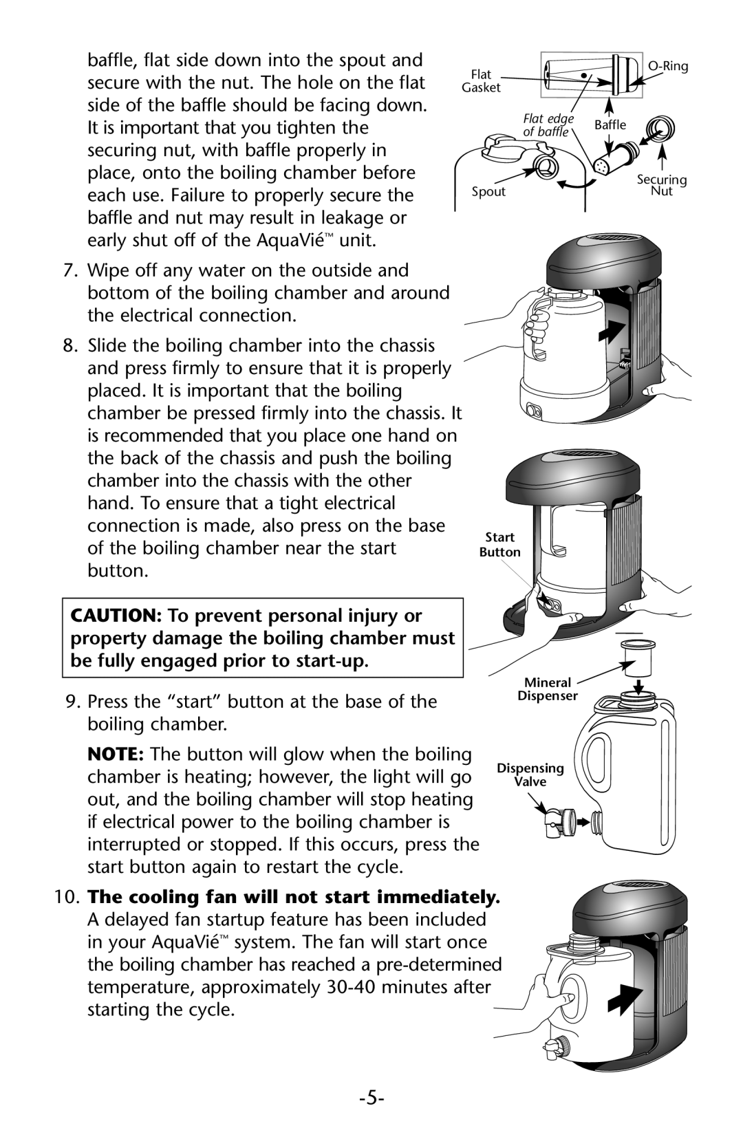 Regal Ware W15120 manual Press the start button at the base of the boiling chamber 