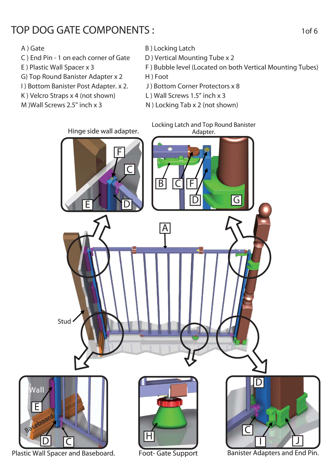 Regalo 1230, 1235 manual TOP DOG Gate Components 