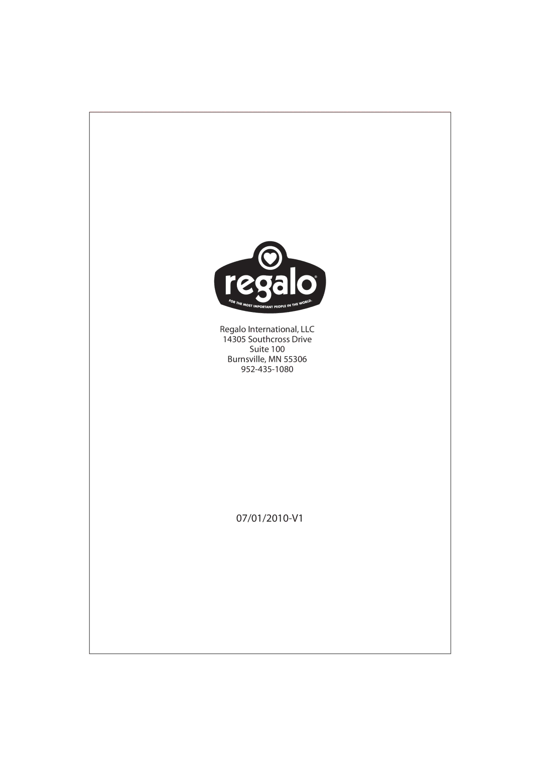 Regalo 3510 owner manual 07/01/2010-V1 