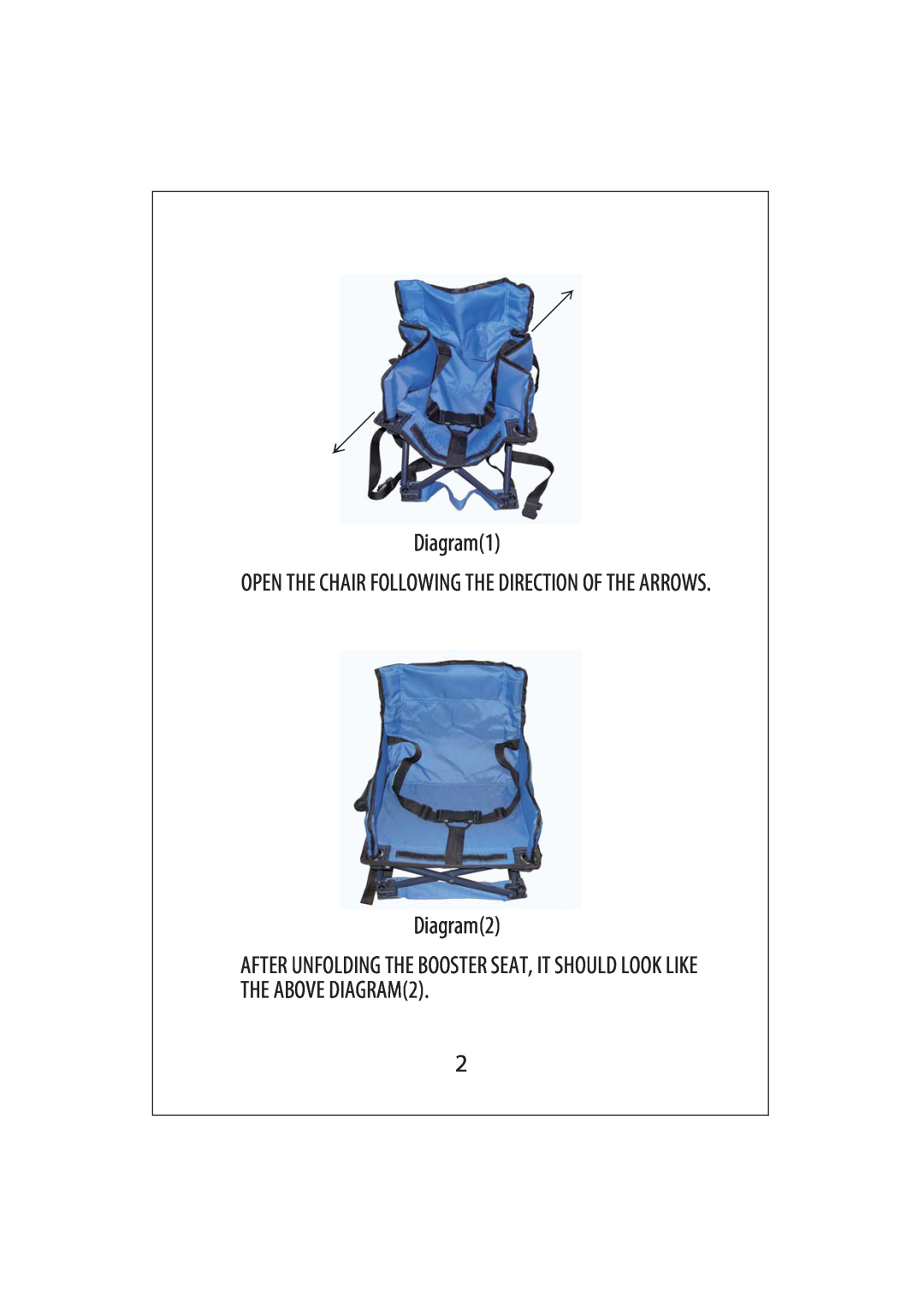 Regalo 3510 owner manual Diagram1, Diagram2, Open The Chair Following The Direction Of The Arrows 
