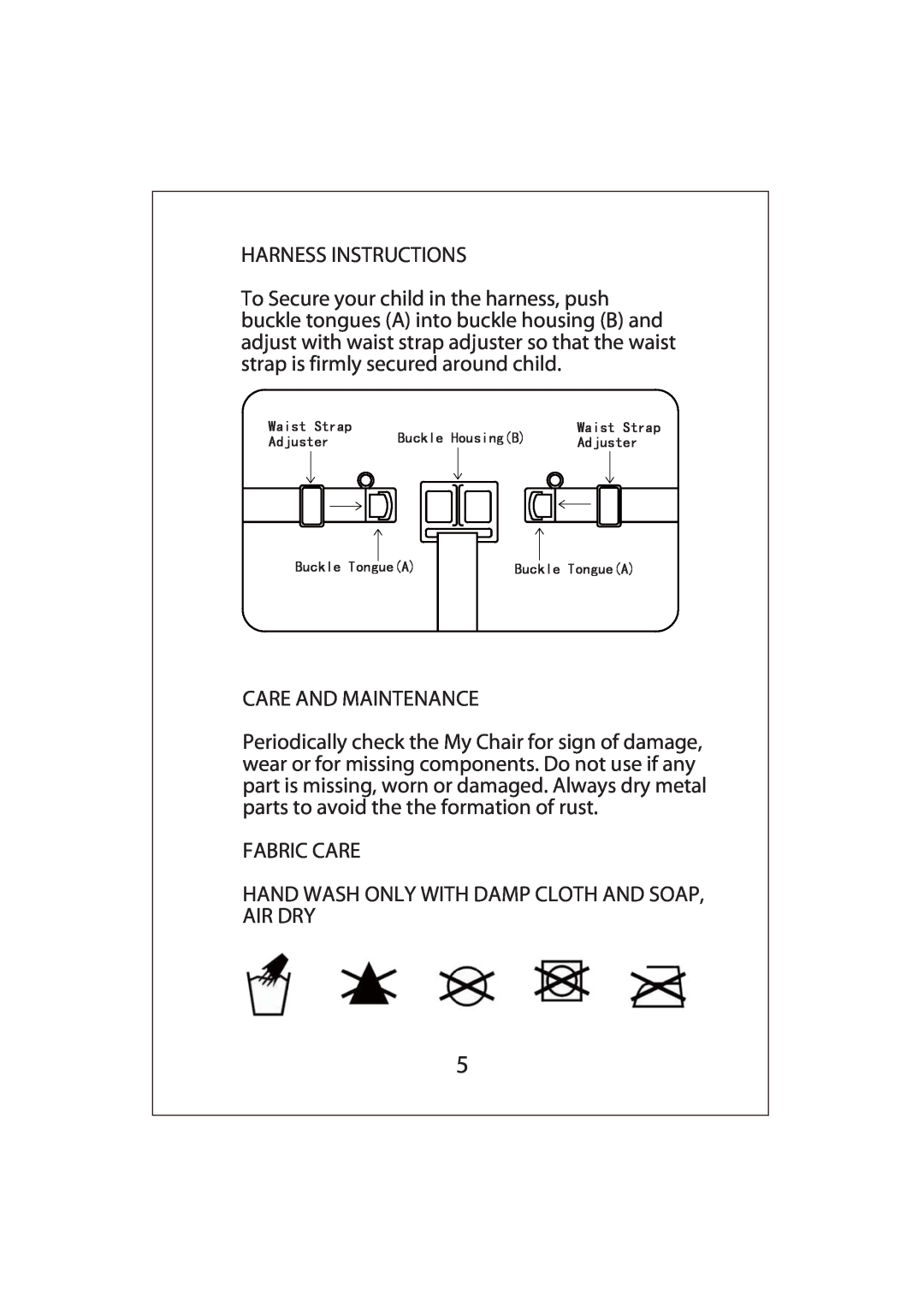 Regalo 3510 owner manual Harness Instructions 
