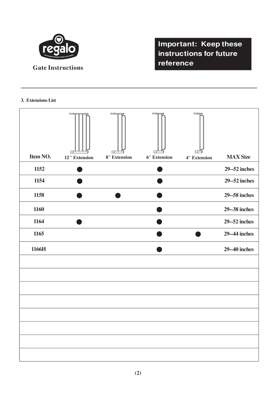 Regalo Safety Gate installation instructions Item no MAX Size 