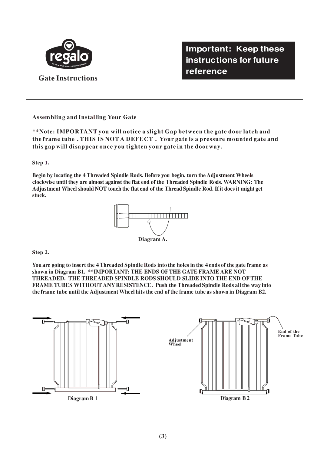 Regalo Safety Gate installation instructions Assembling and Installing Your Gate 