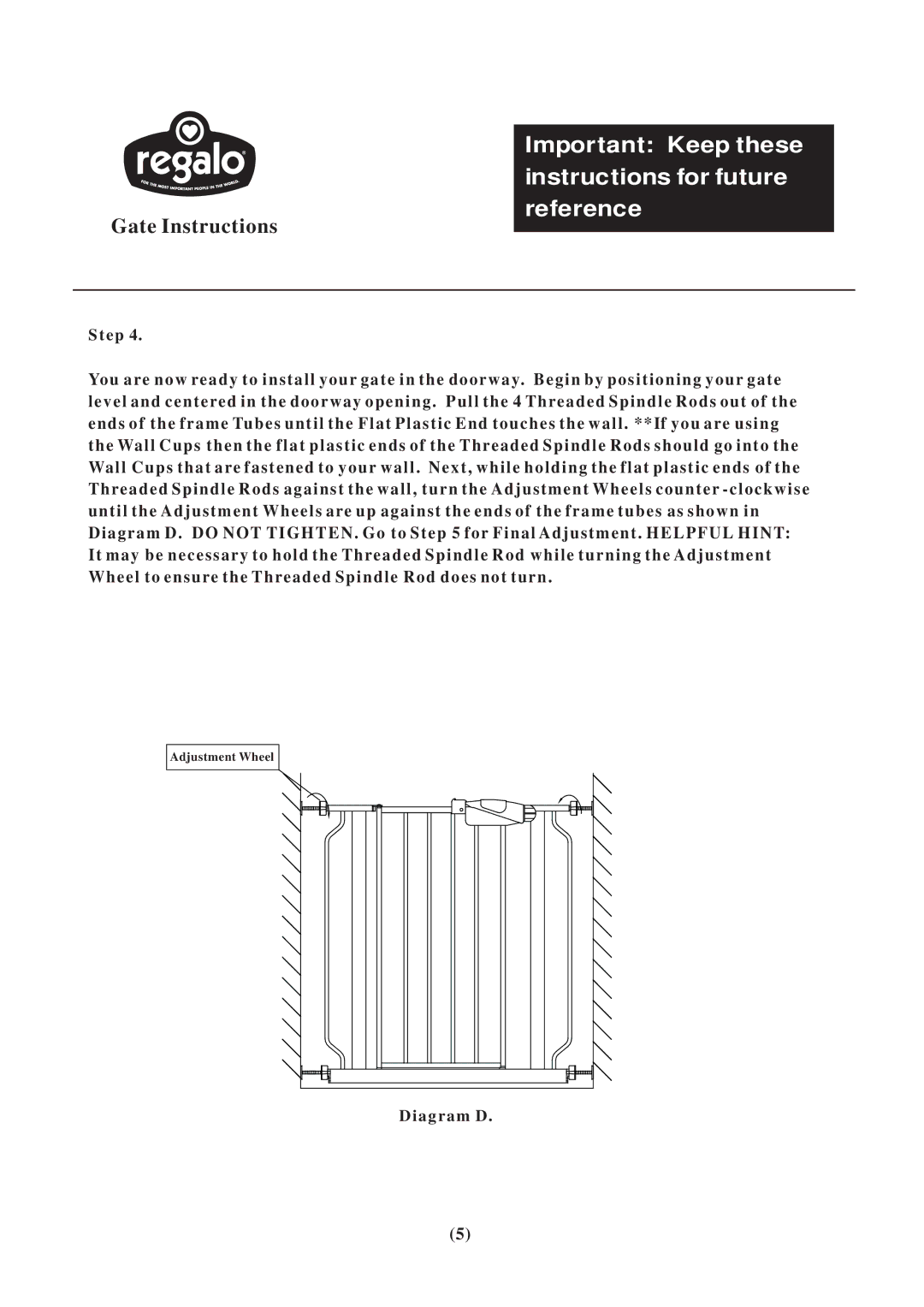 Regalo Safety Gate installation instructions Step 