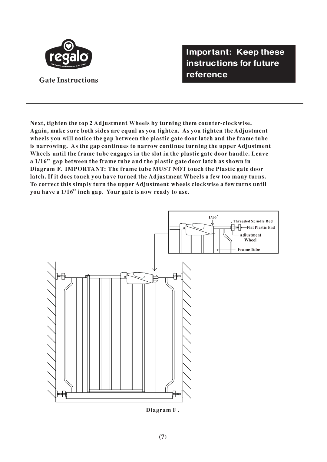 Regalo Safety Gate installation instructions Diagram F 