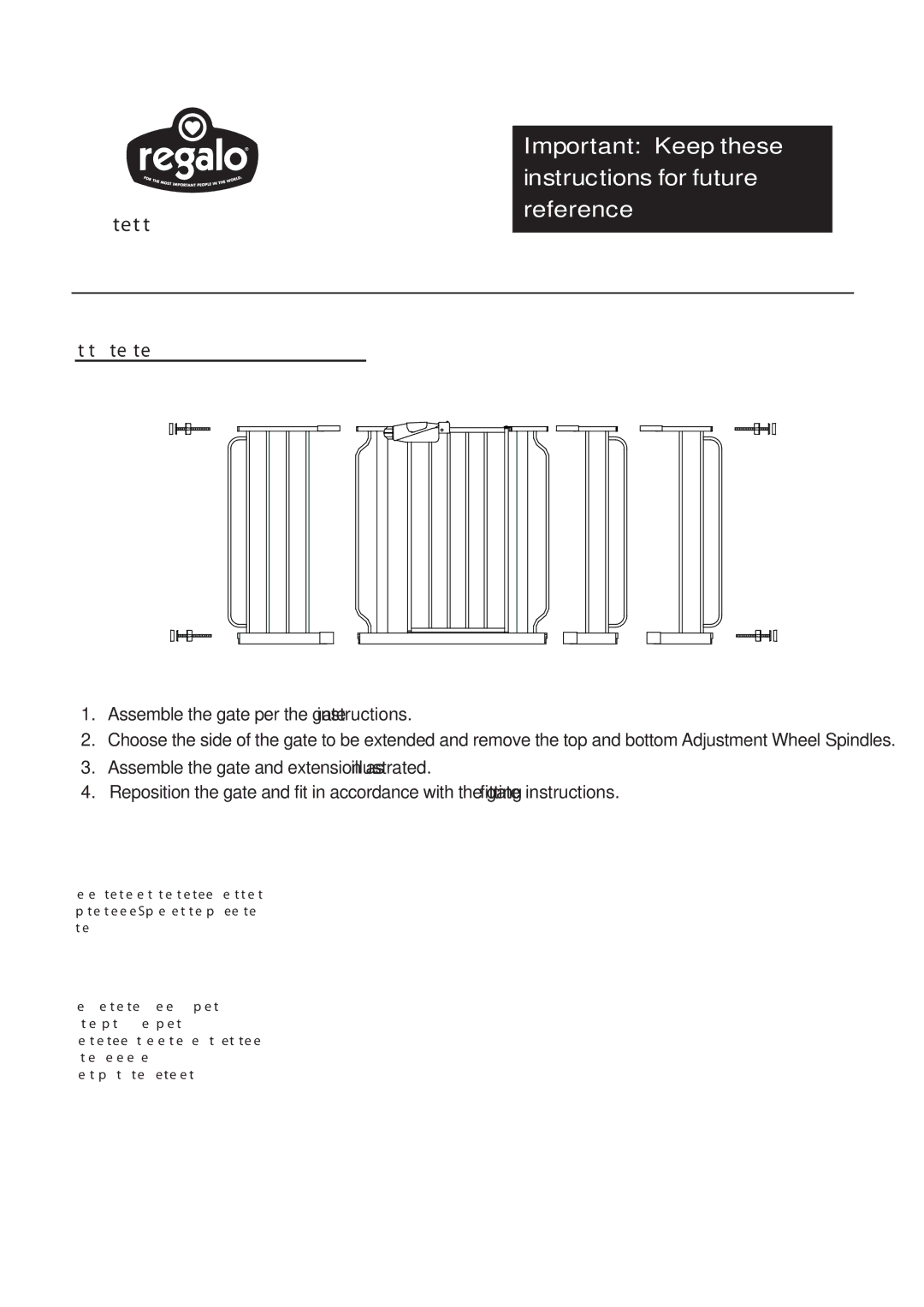 Regalo Safety Gate installation instructions Instructions for Gate Extension 