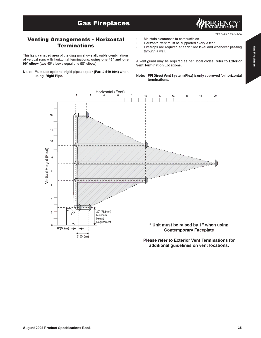 Regency 510-994, 946-523/P specifications Venting Arrangements Horizontal Terminations, Vent Termination Locations 