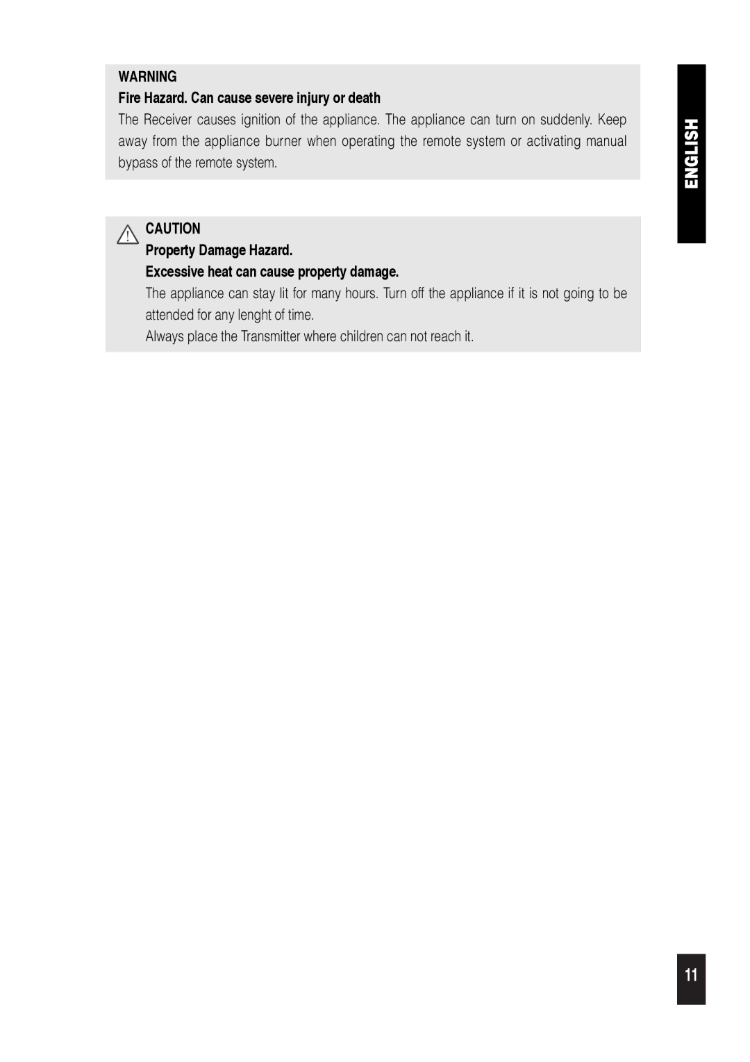 Regency 9.957.03605 installation instructions Fire Hazard. Can cause severe injury or death 