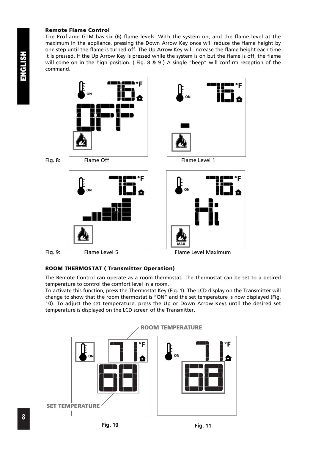 Regency 9.957.03605 installation instructions Remote Flame Control, Room Thermostat Transmitter Operation 