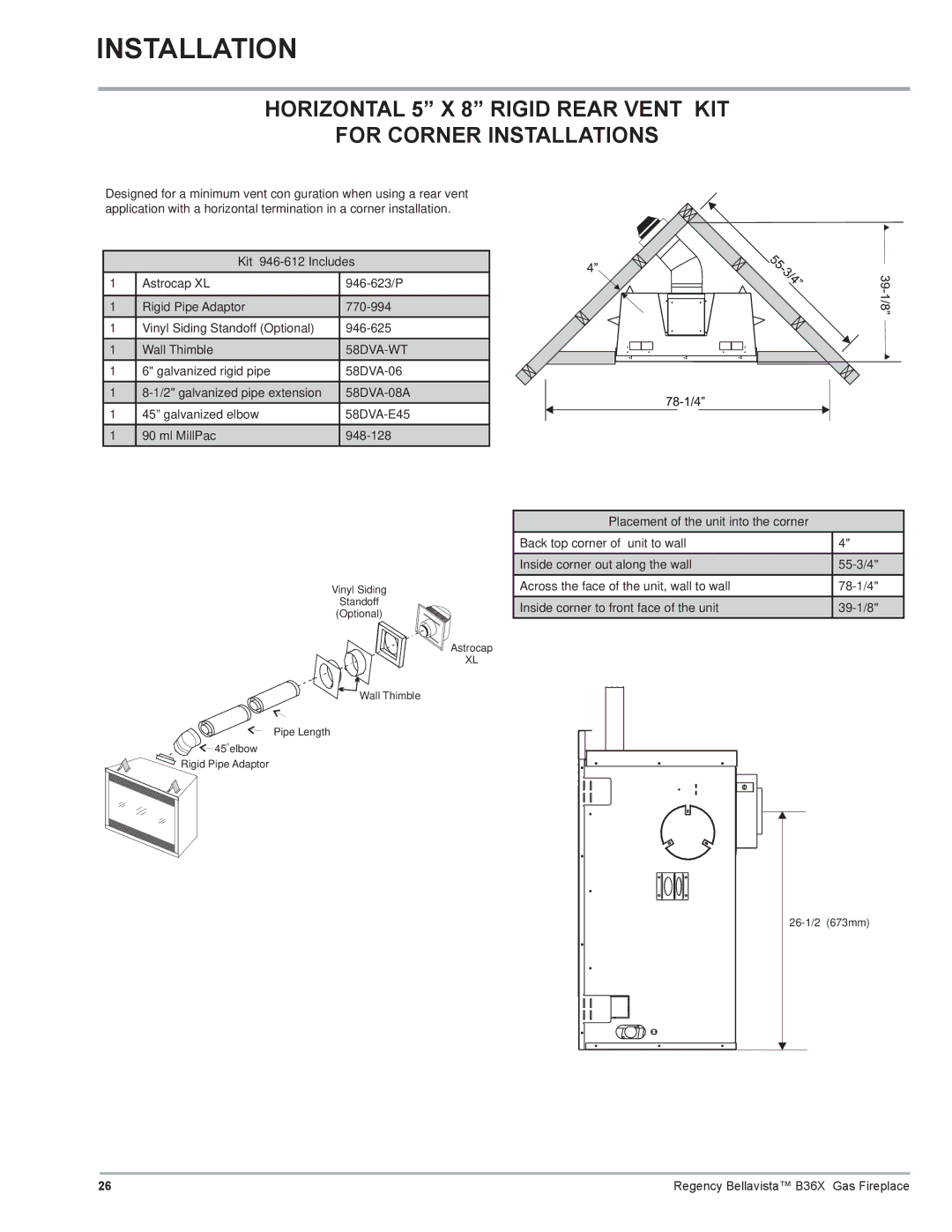 Regency B36X installation manual 58DVA-WT 