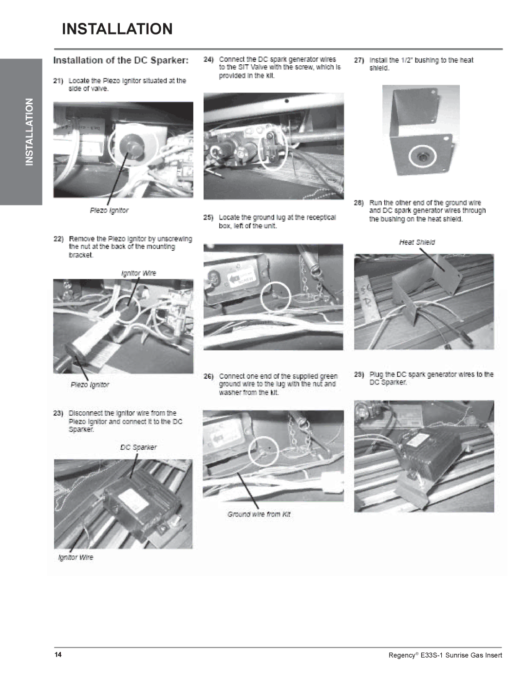 Regency E33S installation manual Installation 