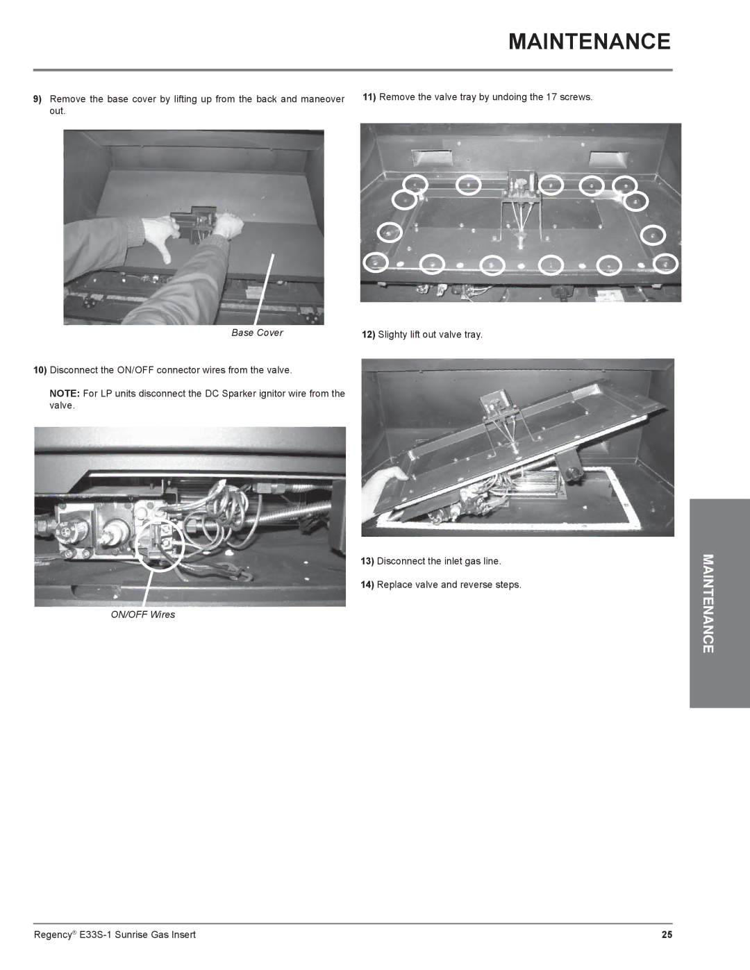 Regency E33S installation manual Base Cover 