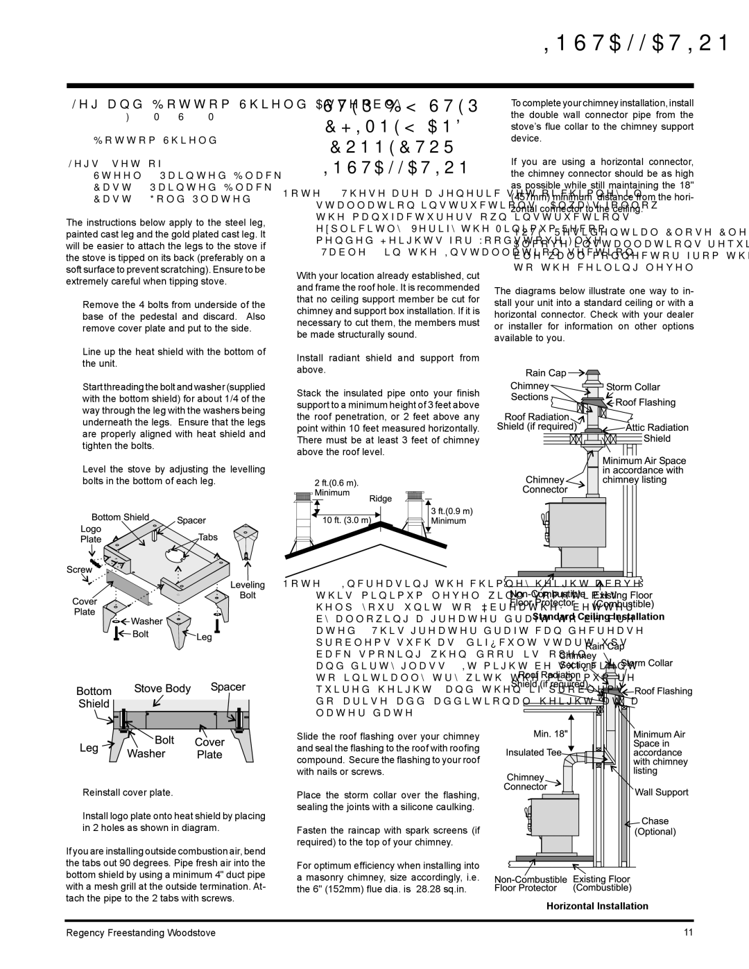 Regency S2400M, F2400M installation manual STEP-BY-STEP Chimney Connector Installation, Leg and Bottom Shield Assembly 