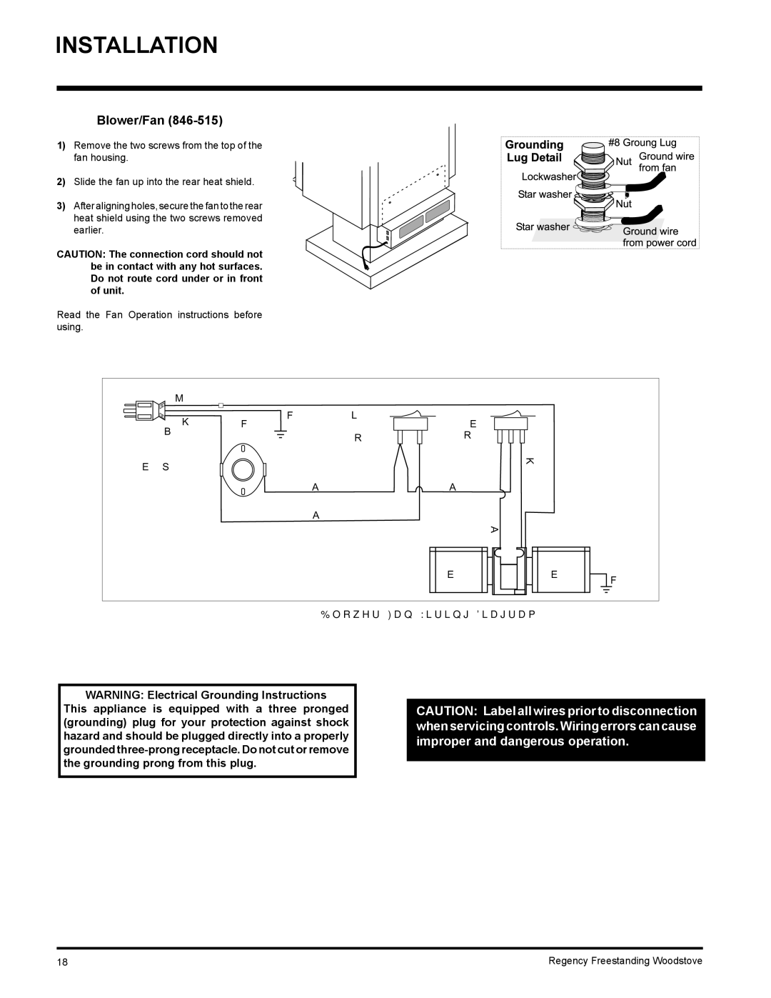 Regency F2400M, S2400M installation manual Blower/Fan Wiring Diagram 