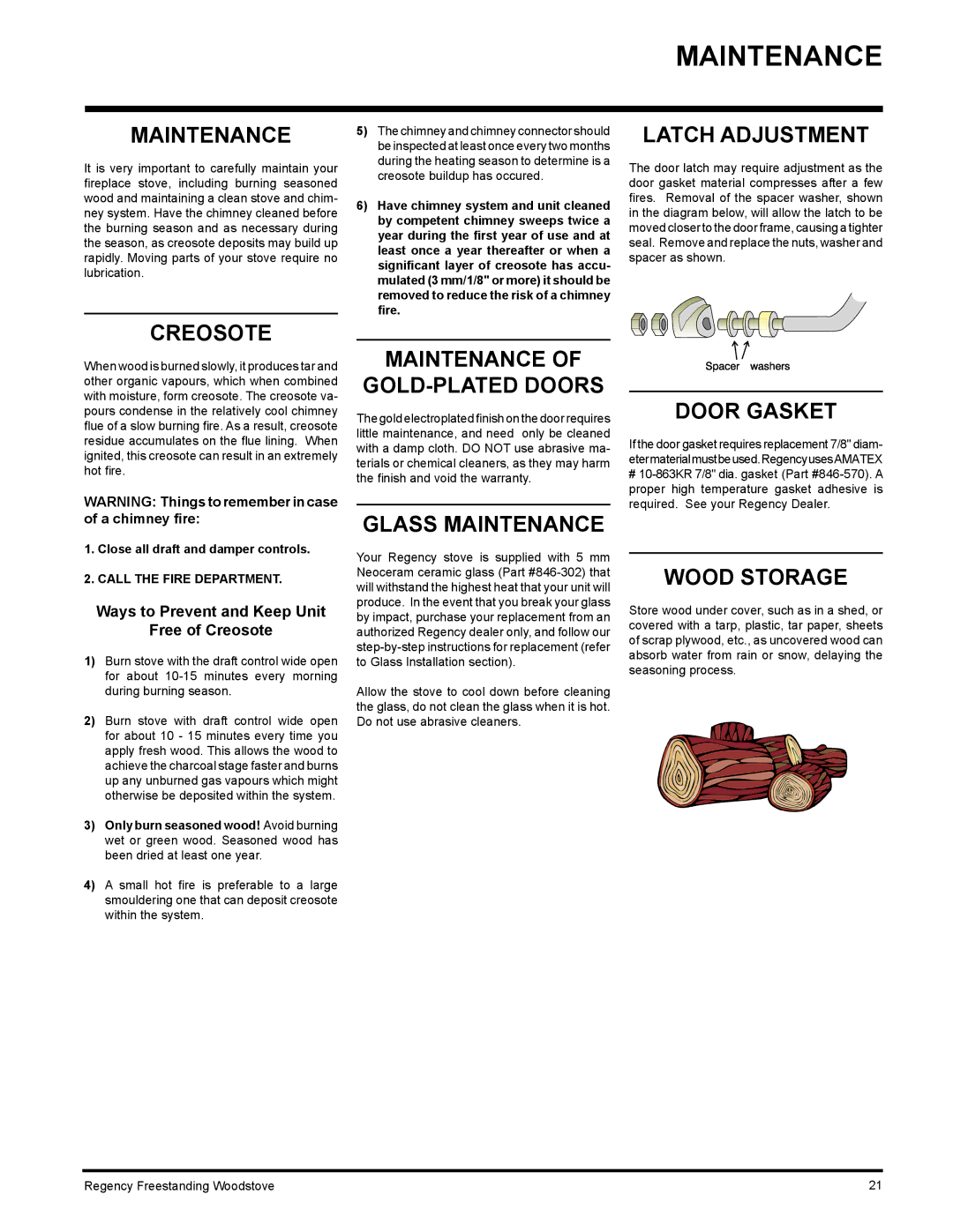 Regency S2400M, F2400M installation manual Maintenance 