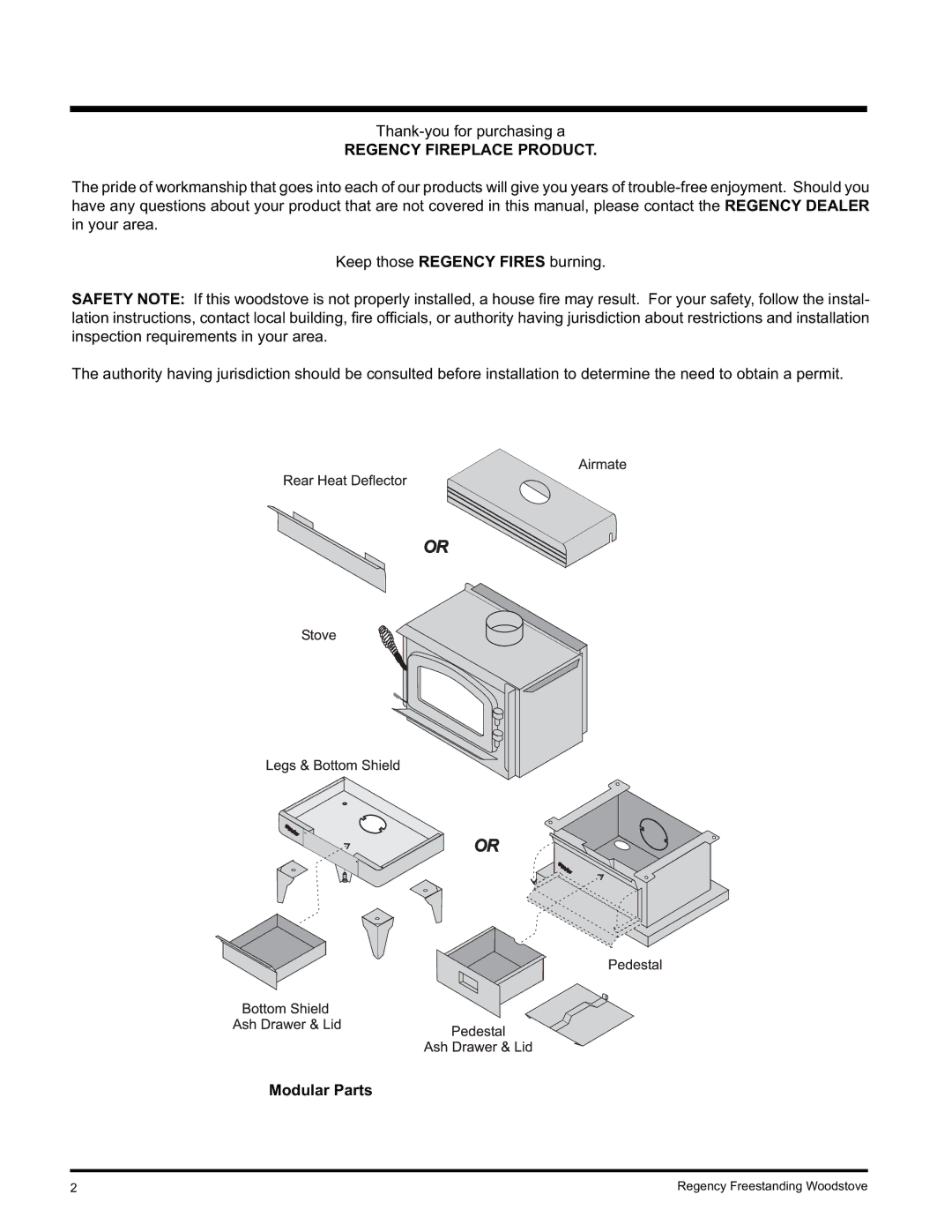 Regency F2402M manual Regency Fireplace Product, Modular Parts 