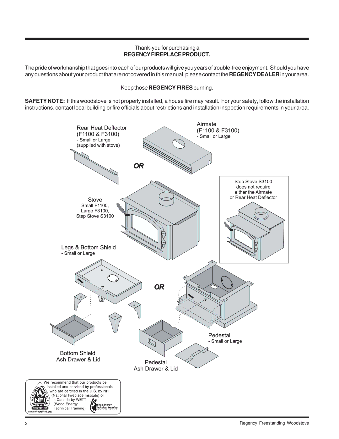 Regency F1100S, F3100L, SC100L installation manual Regencyfireplaceproduct 