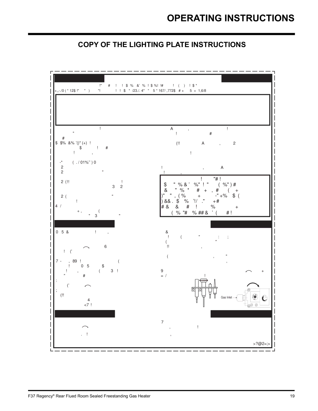 Regency F37-LPG, F37-NG installation manual Copy of the Lighting Plate Instructions, For Your Safety Read Before Lighting 