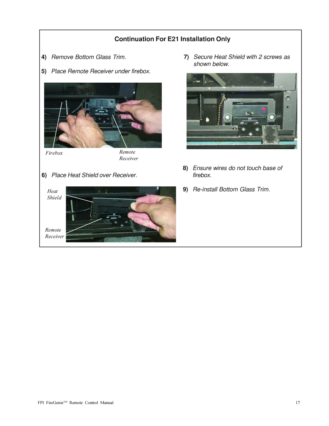 Regency FireGenie operating instructions #Remote 