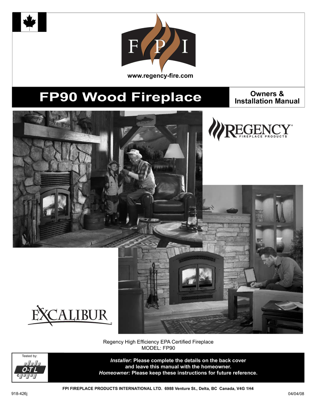 Regency installation manual FP90 Wood Fireplace 