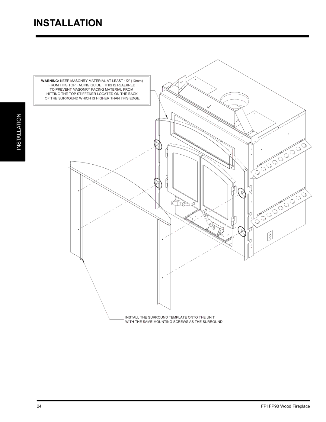 Regency FP90 installation manual Installation 