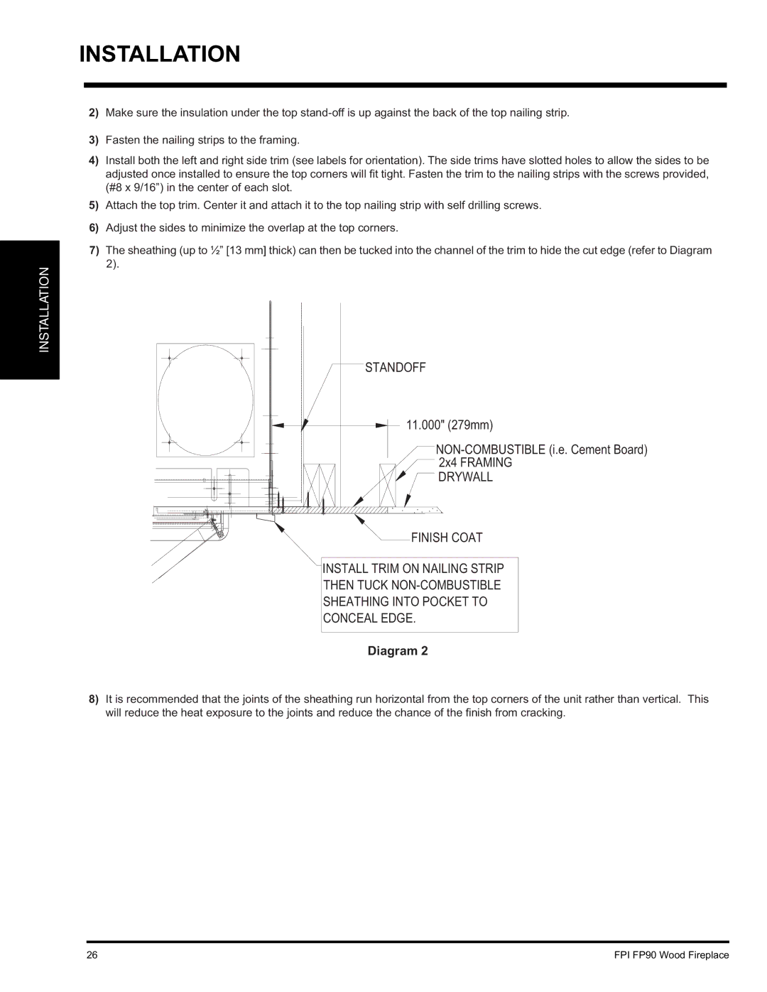 Regency FP90 installation manual Standoff 