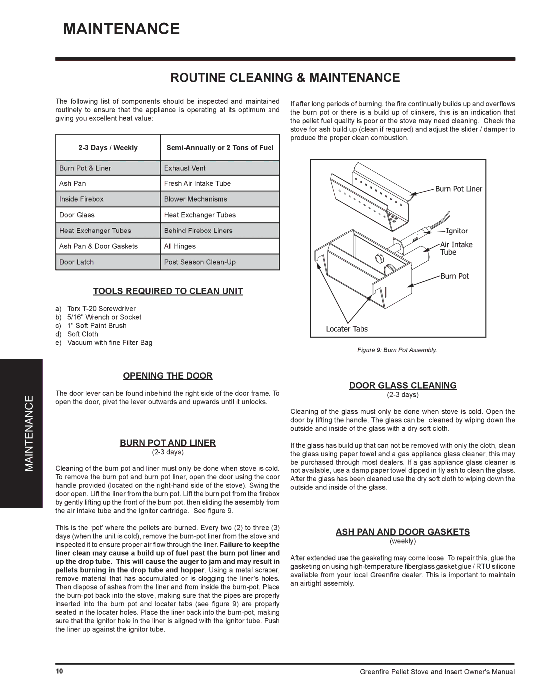 Regency GFI55 owner manual Routine Cleaning & Maintenance 