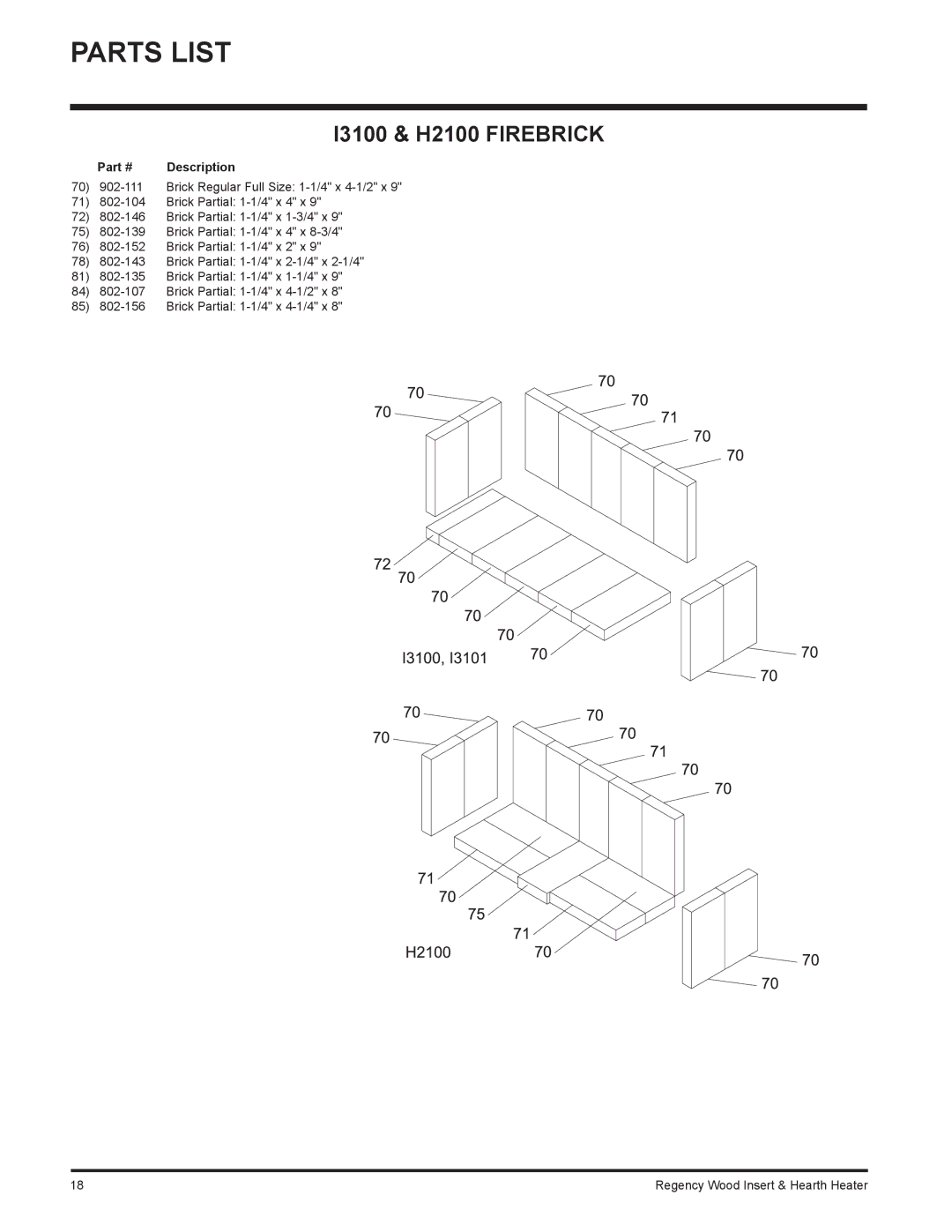 Regency I3100L installation manual I3100 & H2100 Firebrick 