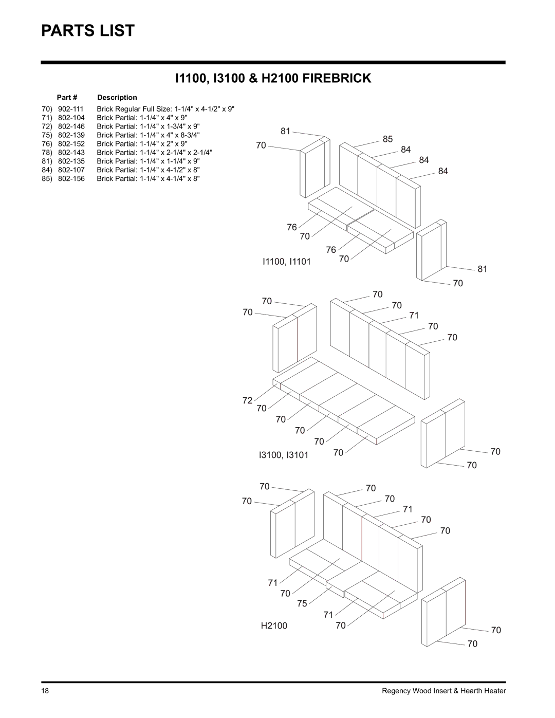 Regency I1100S installation manual I1100, I3100 & H2100 Firebrick 