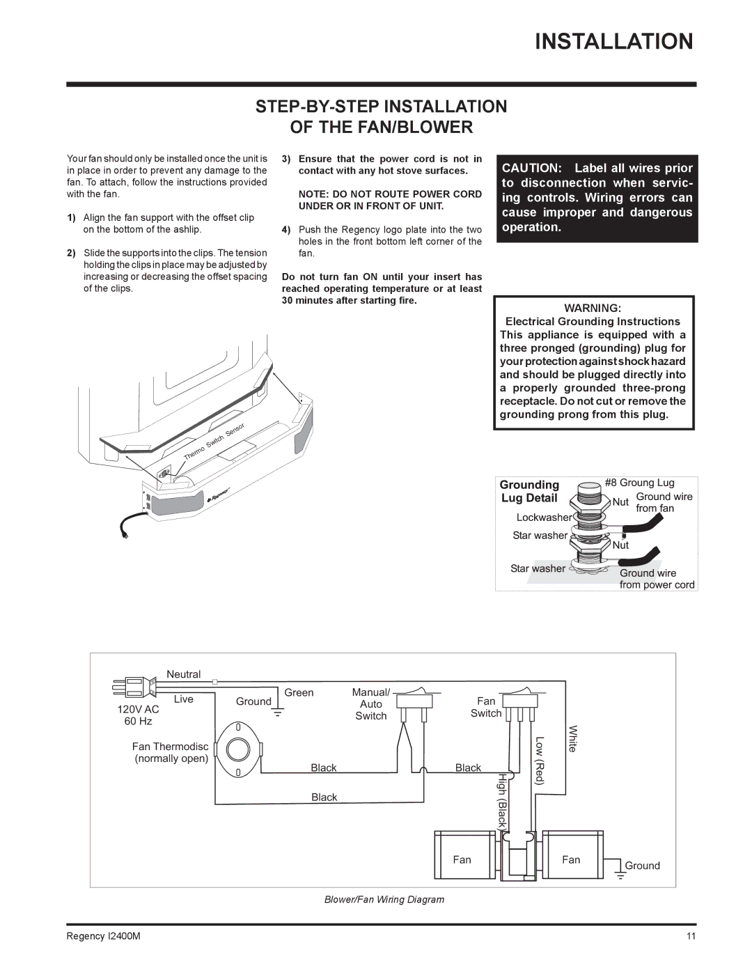 Regency I2400M installation manual STEP-BY-STEP Installation FAN/BLOWER 