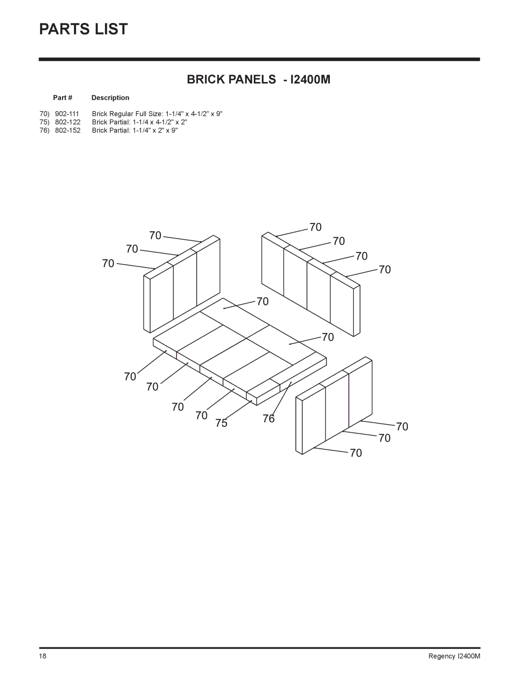 Regency installation manual Brick Panels I2400M 