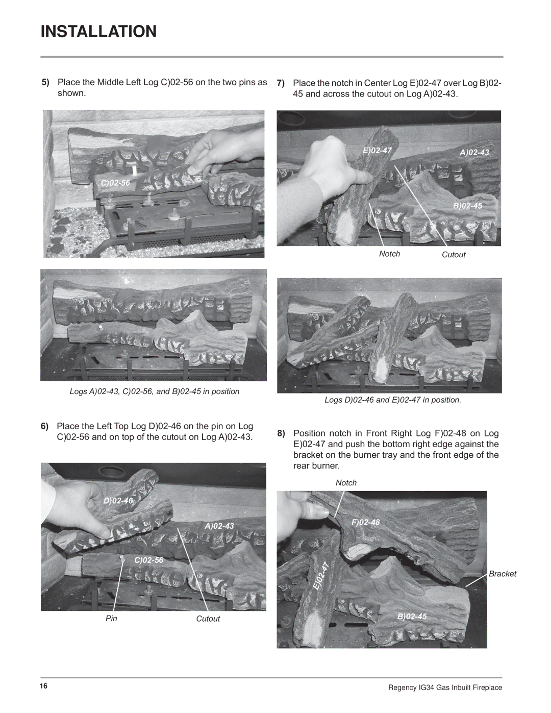 Regency IG34-NG, IG34-ULPG, IG34-LPG installation manual D02-46 A02-43 C02-56 