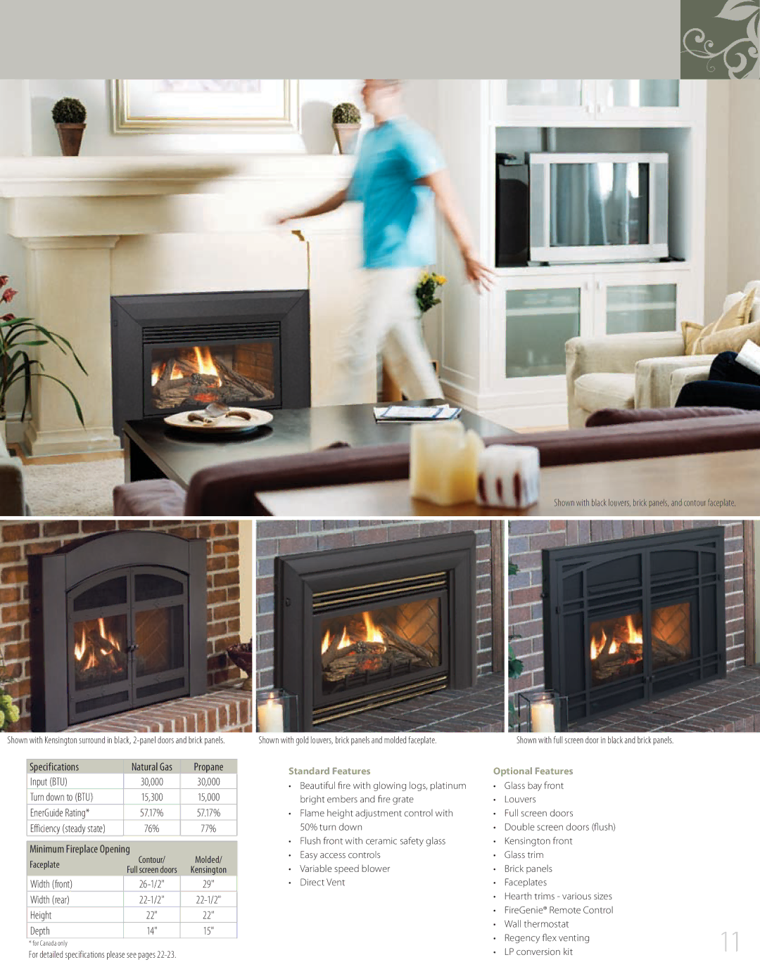 Regency 944-072, L234 manual Height Depth, For detailed specifications please see pages 