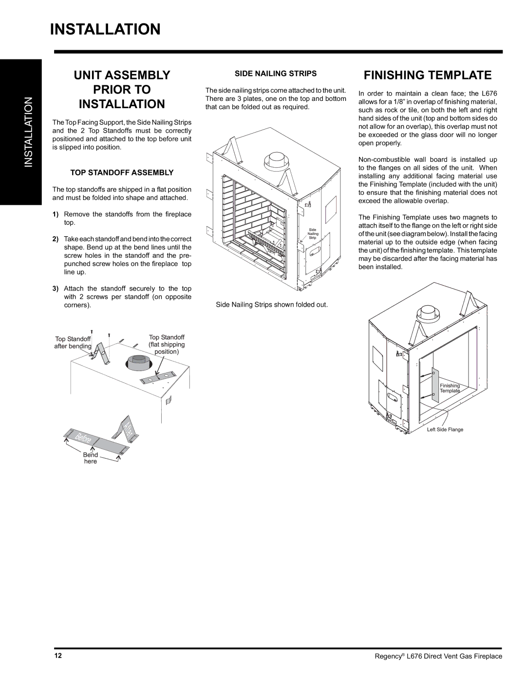 Regency L676 installation manual Unit Assembly, Prior to Installation 