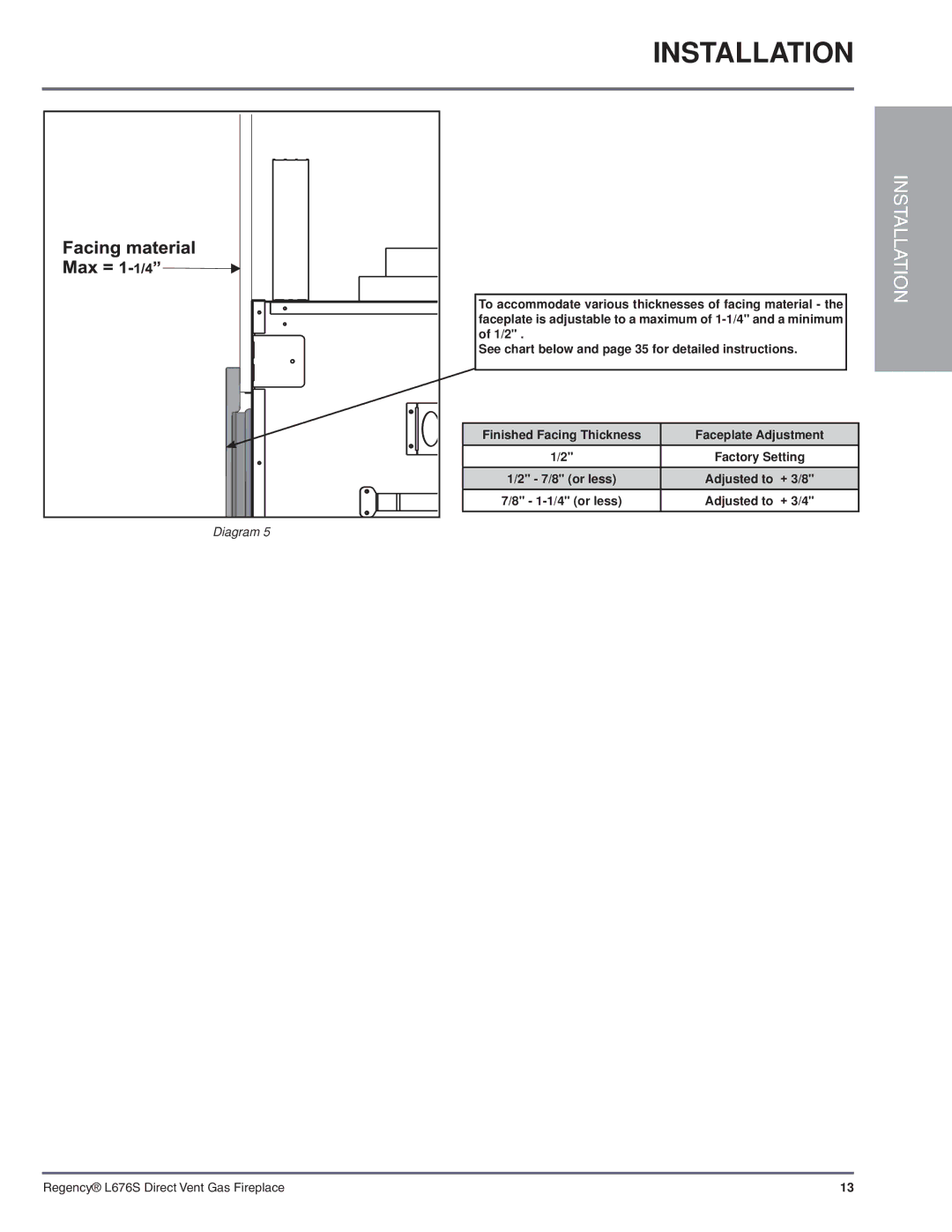 Regency L676S-NG1 installation manual + 3/8, + 3/4 