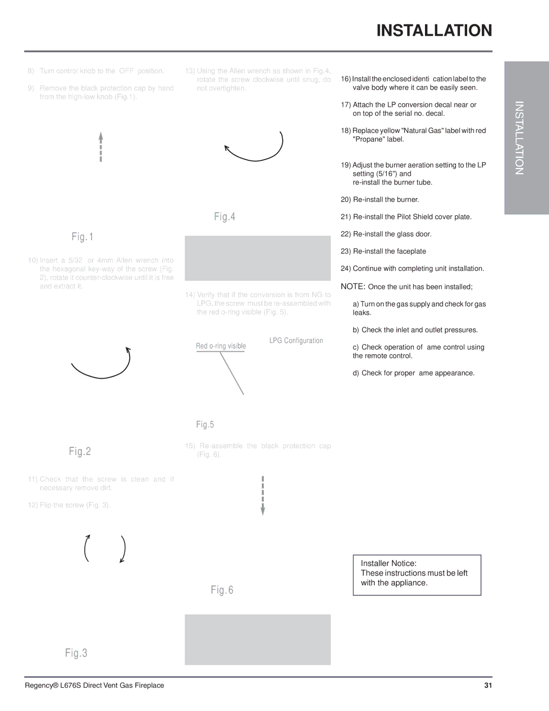 Regency L676S-NG1 installation manual Leaks 