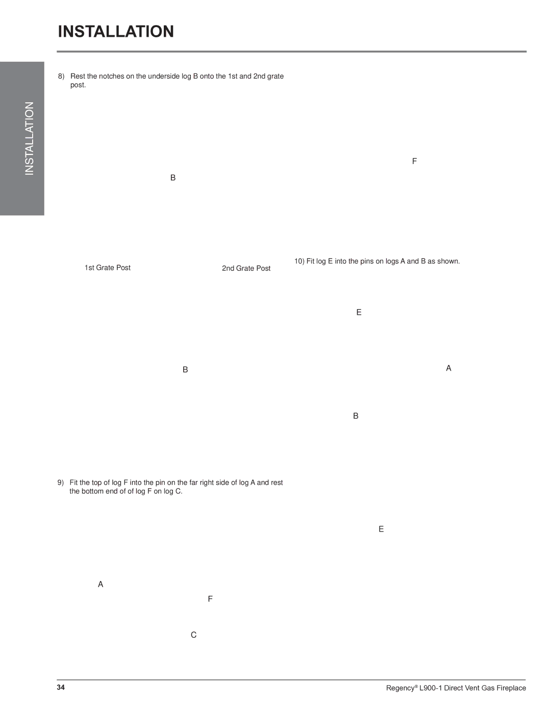 Regency L900-1 installation manual 1st Grate Post 