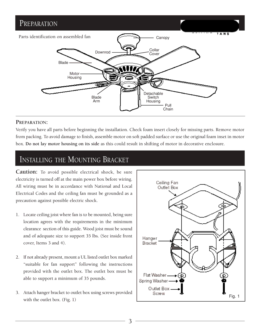 Regency MX Excel owner manual Preparation, Installing the Mounting Bracket 