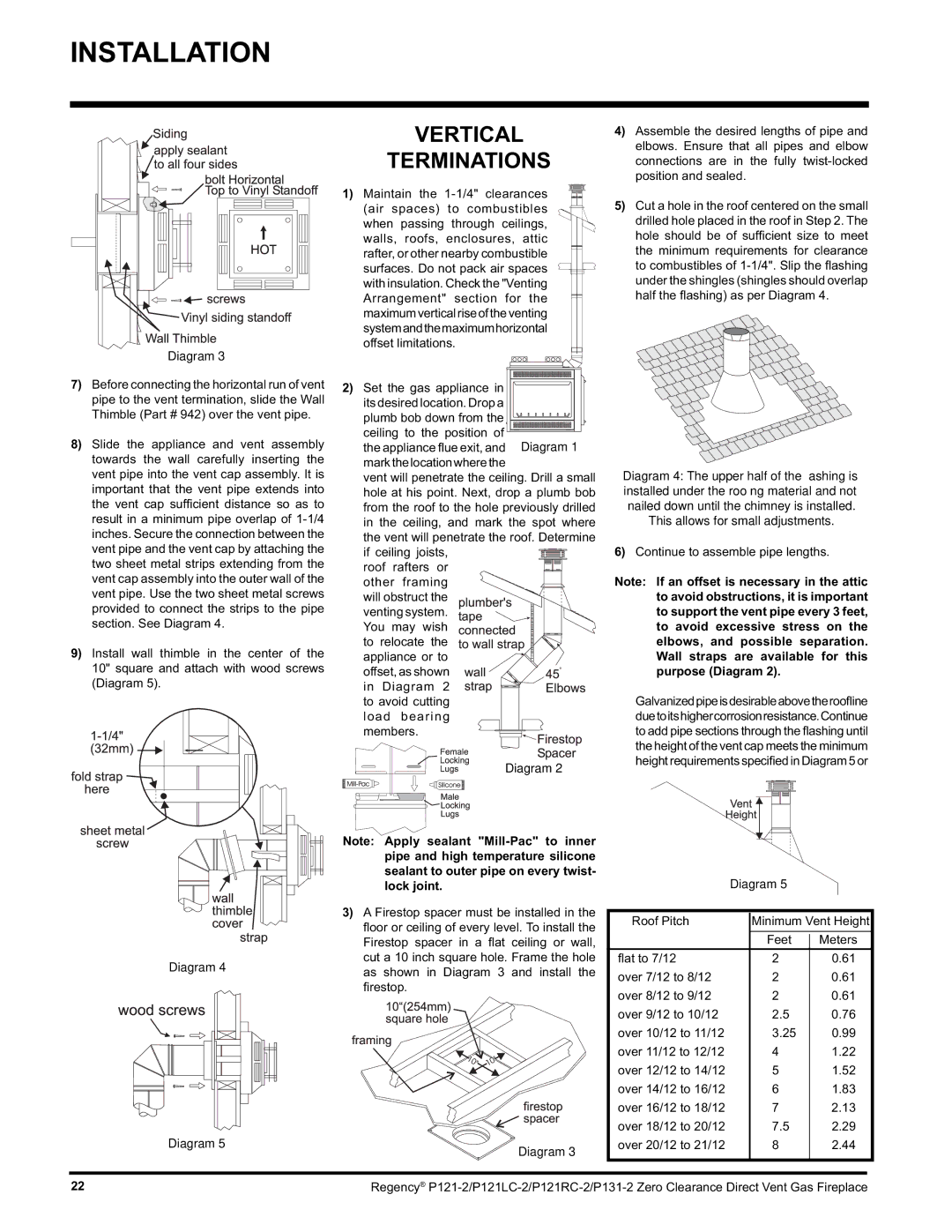 Regency P121LC, P121RC, P131 installation manual Vertical Terminations, This allows for small adjustments 