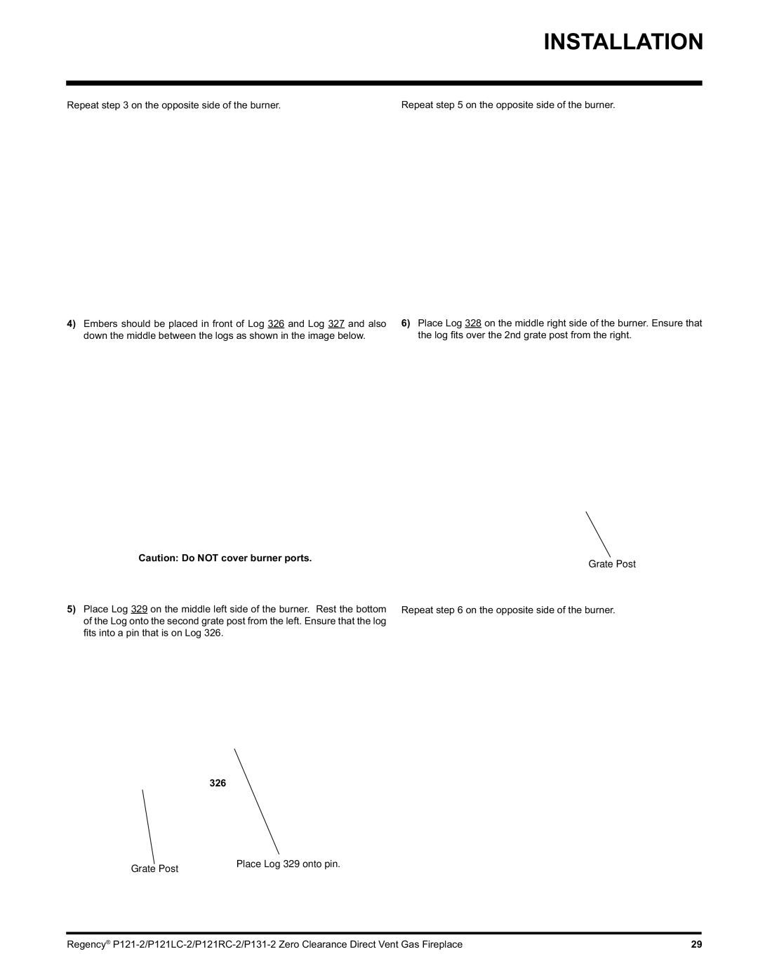 Regency P121RC, P121LC, P131 installation manual 327 